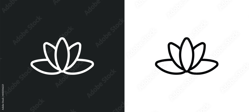 Wall mural beautiful lotus flower icon isolated in white and black colors. beautiful lotus flower outline vecto - Wall murals