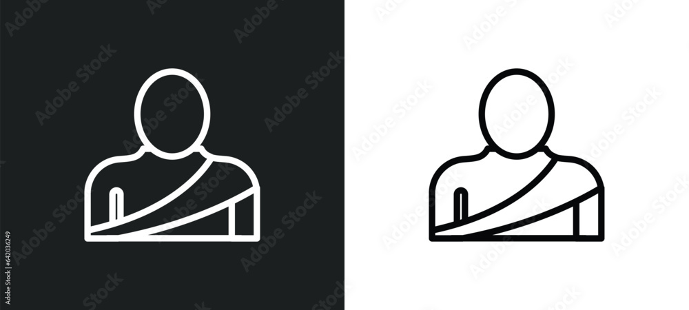 Aufkleber monk icon isolated in white and black colors. monk outline vector icon from religion collection for 