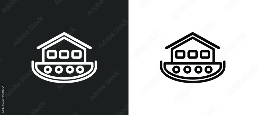 Wall mural noah ark icon isolated in white and black colors. noah ark outline vector icon from religion collect - Wall murals