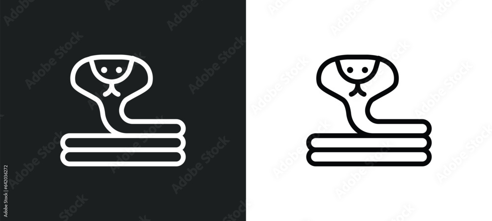 Poster cobra icon isolated in white and black colors. cobra outline vector icon from religion collection fo