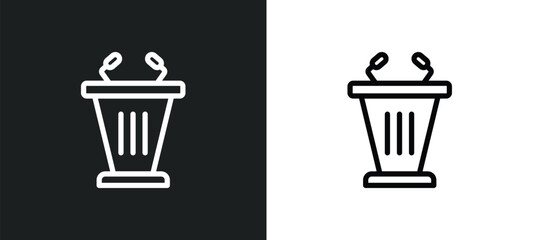 tribune icon isolated in white and black colors. tribune outline vector icon from religion collection for web, mobile apps and ui.