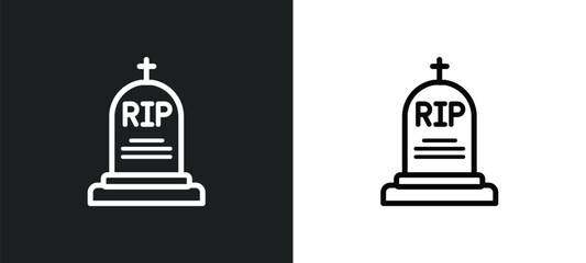 tombstone icon isolated in white and black colors. tombstone outline vector icon from religion collection for web, mobile apps and ui. - obrazy, fototapety, plakaty