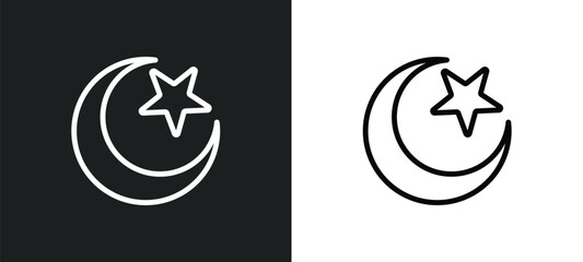 islam icon isolated in white and black colors. islam outline vector icon from religion collection for web, mobile apps and ui. - obrazy, fototapety, plakaty