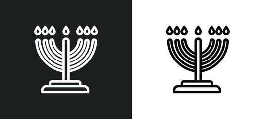menorah icon isolated in white and black colors. menorah outline vector icon from religion collection for web, mobile apps and ui. - obrazy, fototapety, plakaty