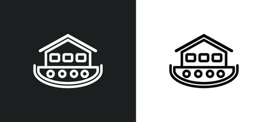 noah ark icon isolated in white and black colors. noah ark outline vector icon from religion collection for web, mobile apps and ui.