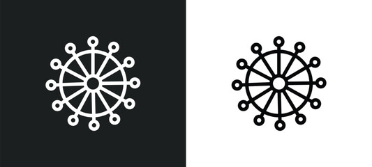 dharma icon isolated in white and black colors. dharma outline vector icon from religion collection for web, mobile apps and ui. - obrazy, fototapety, plakaty
