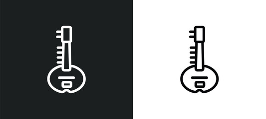 sitar icon isolated in white and black colors. sitar outline vector icon from religion collection for web, mobile apps and ui.