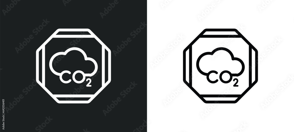 Poster co2 icon isolated in white and black colors. co2 outline vector icon from signs collection for web, 