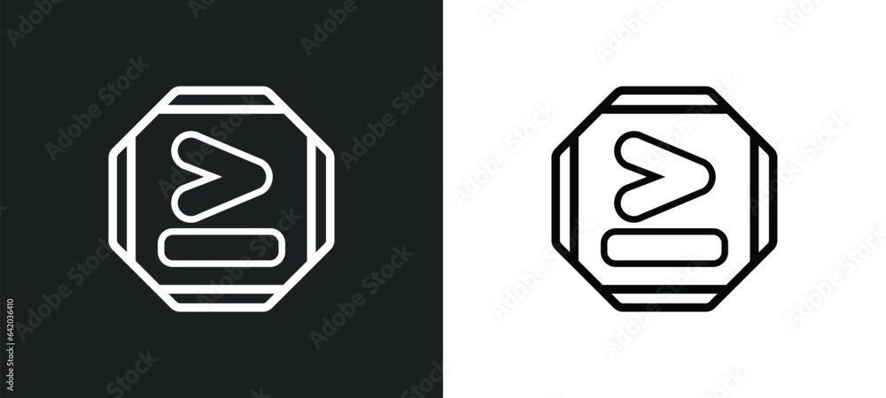 Poster is greater than icon isolated in white and black colors. is greater than outline vector icon from si