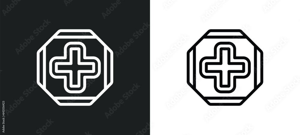 Poster addition icon isolated in white and black colors. addition outline vector icon from signs collection