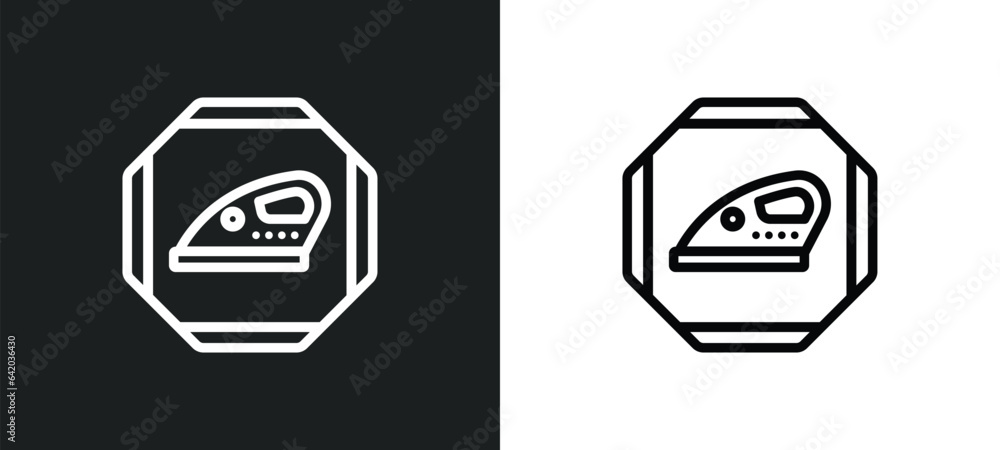 Poster ironing icon isolated in white and black colors. ironing outline vector icon from signs collection f