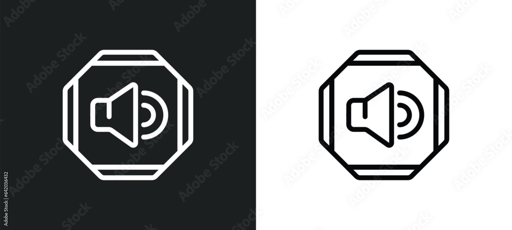 Poster noise icon isolated in white and black colors. noise outline vector icon from signs collection for w