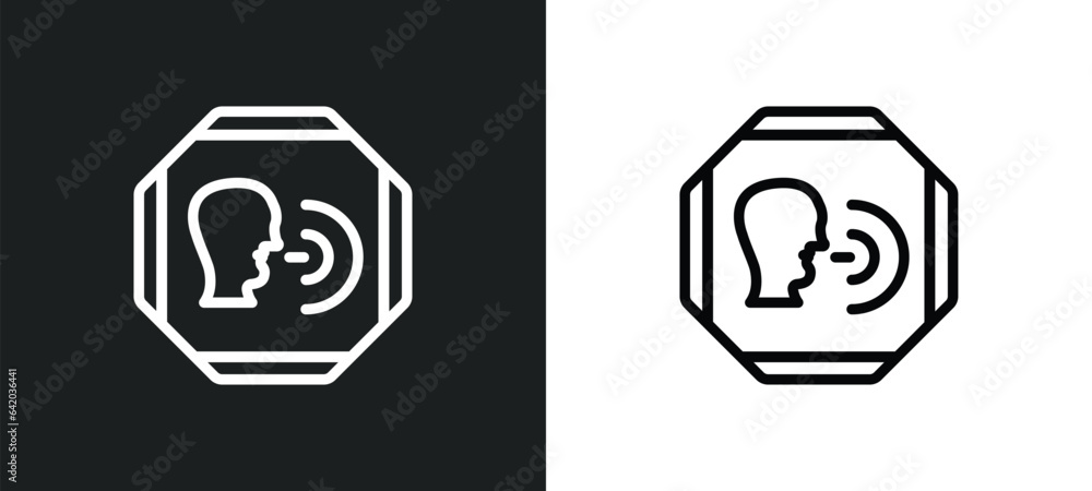 Poster shout icon isolated in white and black colors. shout outline vector icon from signs collection for w
