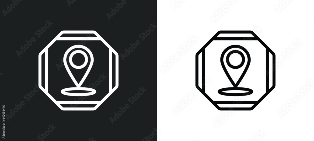 Poster maps and location icon isolated in white and black colors. maps and location outline vector icon fro