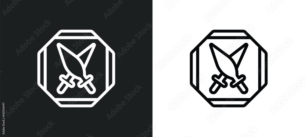 Poster weapons icon isolated in white and black colors. weapons outline vector icon from signs collection f