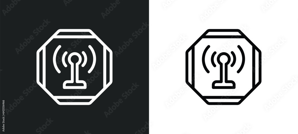 Aufkleber wireless receptor icon isolated in white and black colors. wireless receptor outline vector icon fro