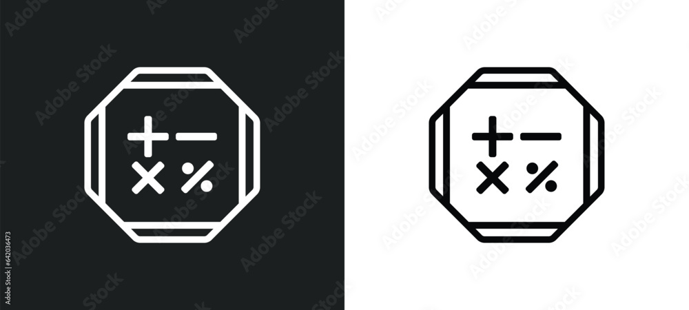 Poster mathematical icon isolated in white and black colors. mathematical outline vector icon from signs co