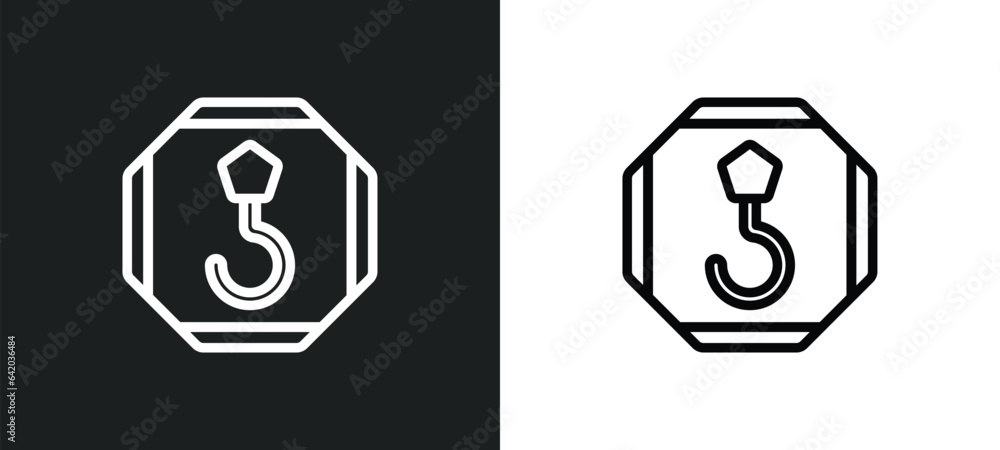 Poster hoist icon isolated in white and black colors. hoist outline vector icon from signs collection for w
