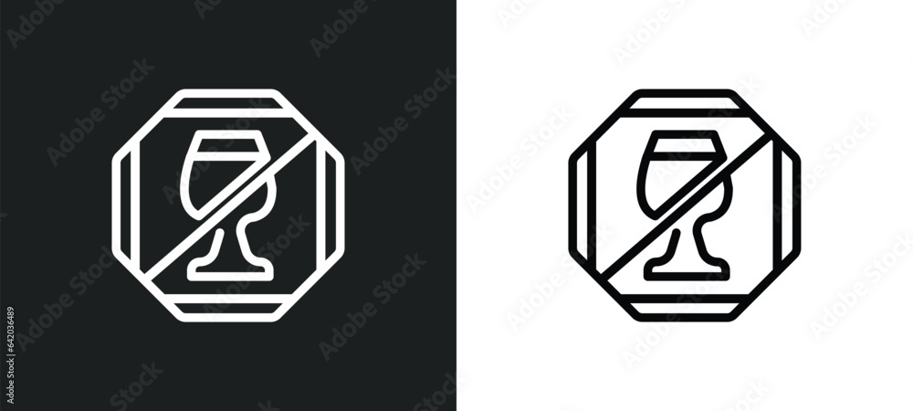 Poster no drinks icon isolated in white and black colors. no drinks outline vector icon from signs collecti