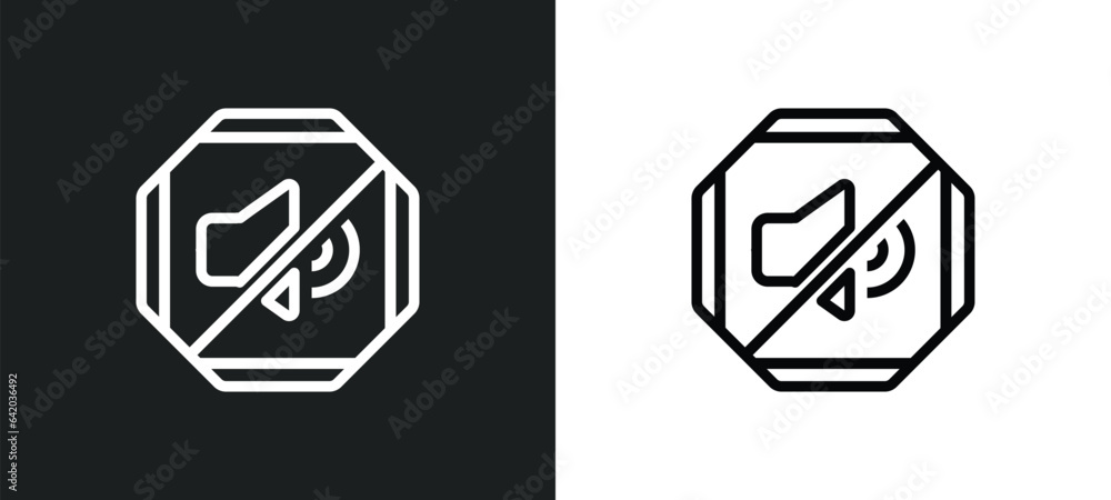 Aufkleber no shouting icon isolated in white and black colors. no shouting outline vector icon from signs coll