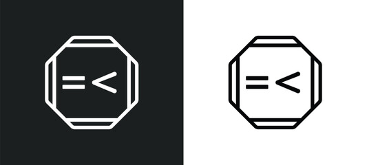 is less than or equal to icon isolated in white and black colors. is less than or equal to outline vector icon from signs collection for web, mobile apps and ui.