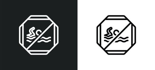 no swimming icon isolated in white and black colors. no swimming outline vector icon from signs collection for web, mobile apps and ui.