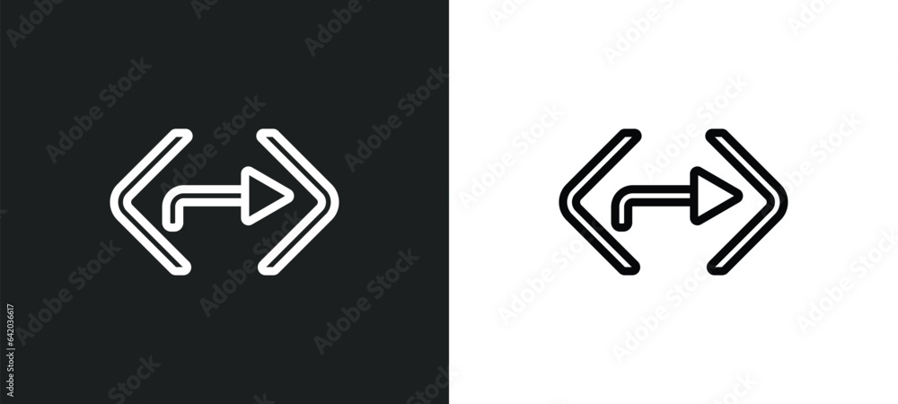 Poster right turn icon isolated in white and black colors. right turn outline vector icon from user interfa