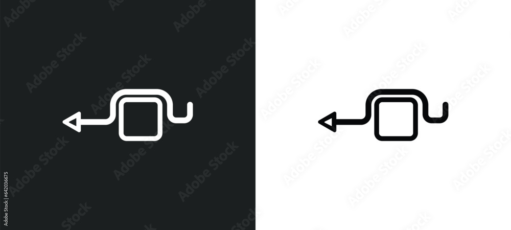 Poster detour icon isolated in white and black colors. detour outline vector icon from user interface colle