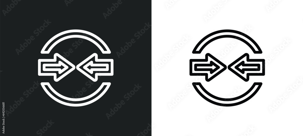 Poster opposition icon isolated in white and black colors. opposition outline vector icon from user interfa