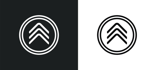 up chevron icon isolated in white and black colors. up chevron outline vector icon from user interface collection for web, mobile apps and ui.
