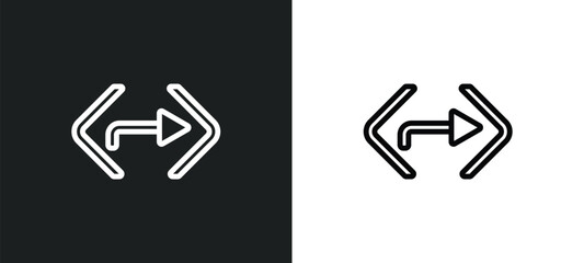 right turn icon isolated in white and black colors. right turn outline vector icon from user interface collection for web, mobile apps and ui.