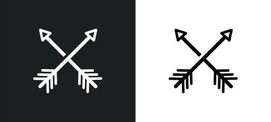 crossed arrows icon isolated in white and black colors. crossed arrows outline vector icon from user interface collection for web, mobile apps and ui. - obrazy, fototapety, plakaty