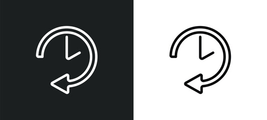 circular arrow clock icon isolated in white and black colors. circular arrow clock outline vector icon from user interface collection for web, mobile apps and ui. - obrazy, fototapety, plakaty