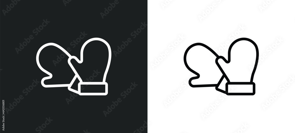 Poster mittens icon isolated in white and black colors. mittens outline vector icon from winter collection 