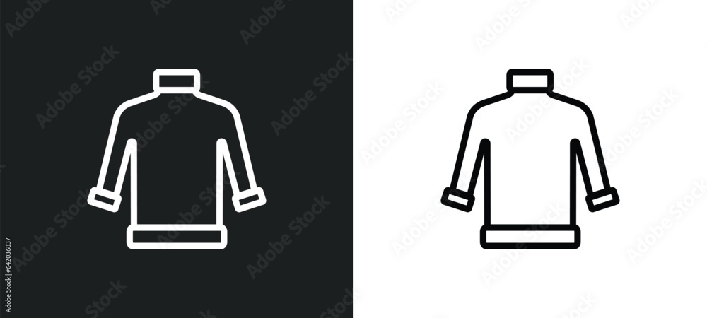 Poster turtleneck sweater icon isolated in white and black colors. turtleneck sweater outline vector icon f
