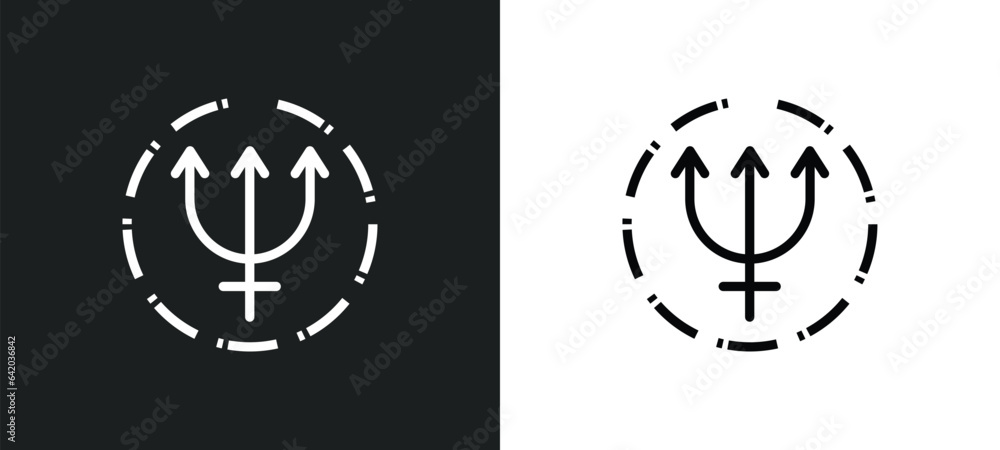 Aufkleber neptune icon isolated in white and black colors. neptune outline vector icon from zodiac collection 