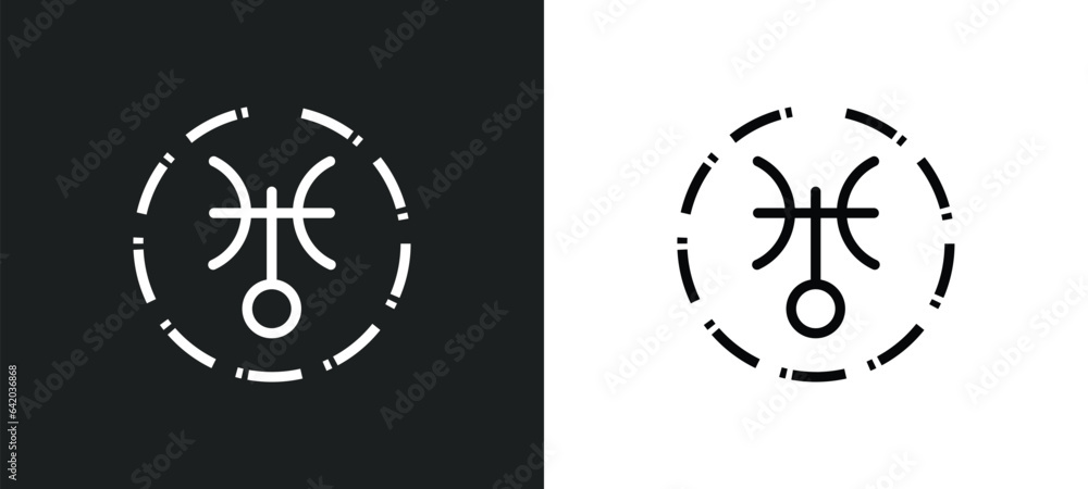 Poster uranus icon isolated in white and black colors. uranus outline vector icon from zodiac collection fo