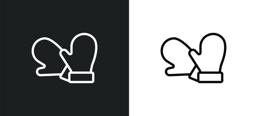mittens icon isolated in white and black colors. mittens outline vector icon from winter collection for web, mobile apps and ui.