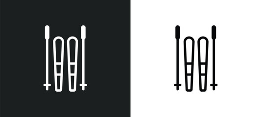 ski equiptment icon isolated in white and black colors. ski equiptment outline vector icon from winter collection for web, mobile apps and ui.