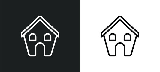 winter cabin icon isolated in white and black colors. winter cabin outline vector icon from winter collection for web, mobile apps and ui.