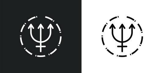neptune icon isolated in white and black colors. neptune outline vector icon from zodiac collection for web, mobile apps and ui. - obrazy, fototapety, plakaty