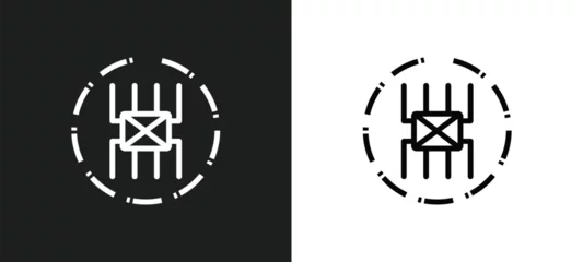 Rolgordijnen lifes challenges icon isolated in white and black colors. lifes challenges outline vector icon from zodiac collection for web, mobile apps and ui. © Premium Art