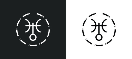 uranus icon isolated in white and black colors. uranus outline vector icon from zodiac collection for web, mobile apps and ui.