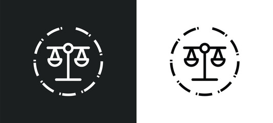 justice icon isolated in white and black colors. justice outline vector icon from zodiac collection for web, mobile apps and ui.