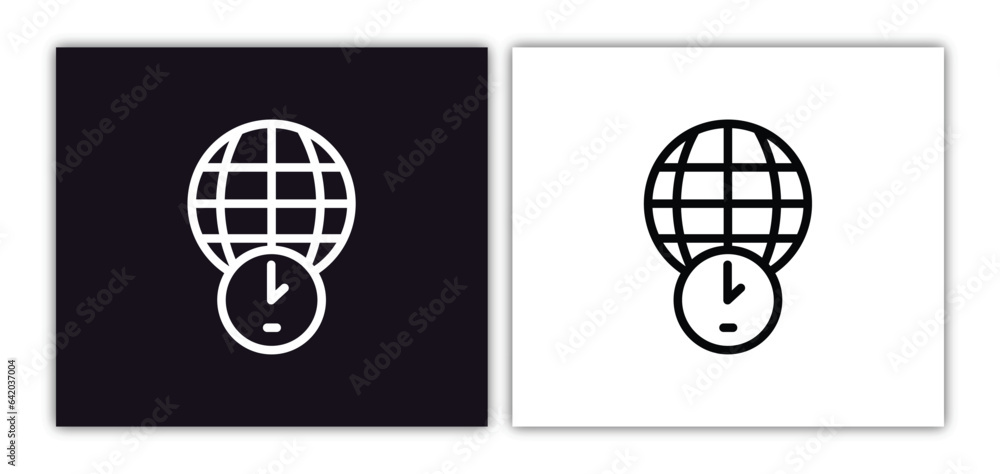 Poster time zones icon isolated in white and black colors. time zones outline vector icon from airport term