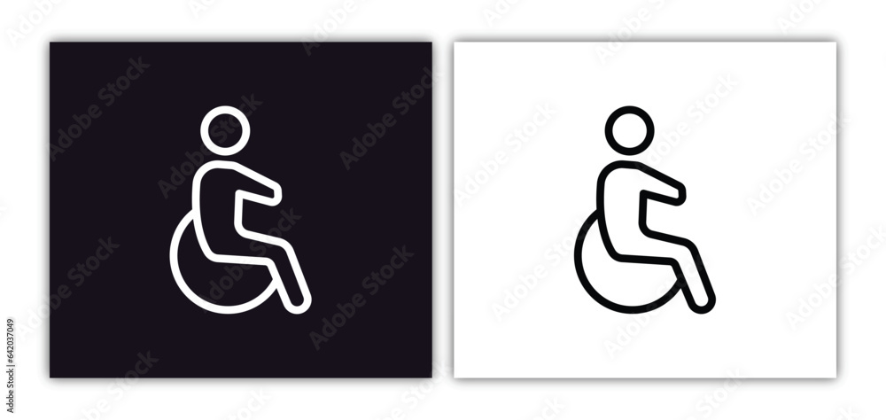 Poster disable icon isolated in white and black colors. disable outline vector icon from airport terminal c