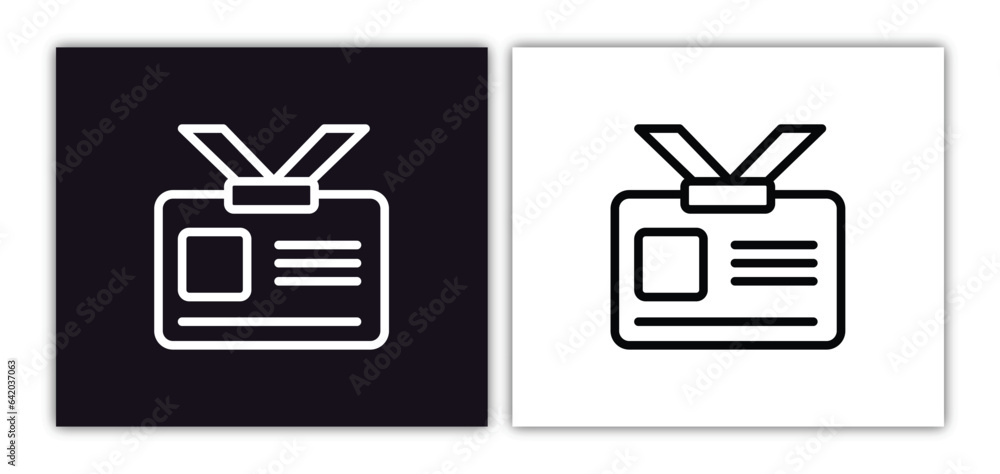 Poster identification badge icon isolated in white and black colors. identification badge outline vector ic