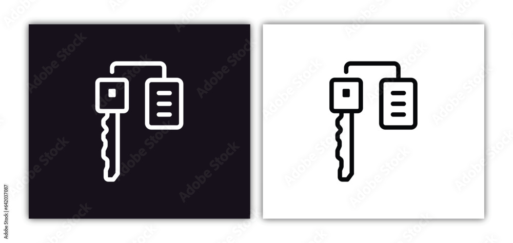 Poster key with key chain icon isolated in white and black colors. key with chain outline vector icon from 