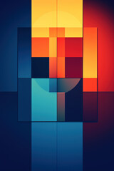 barwny plakat artystyczny kolory podstawowe geometryczne kształty tapeta - colourful art poster primary colours geometric shapes wallpaper - AI Generated