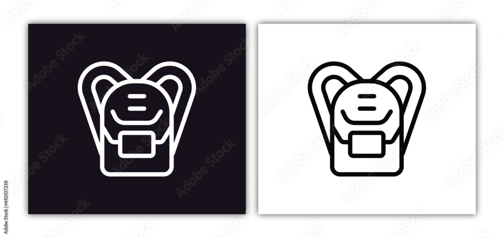 Poster book bag with pockets icon isolated in white and black colors. book bag with pockets outline vector 
